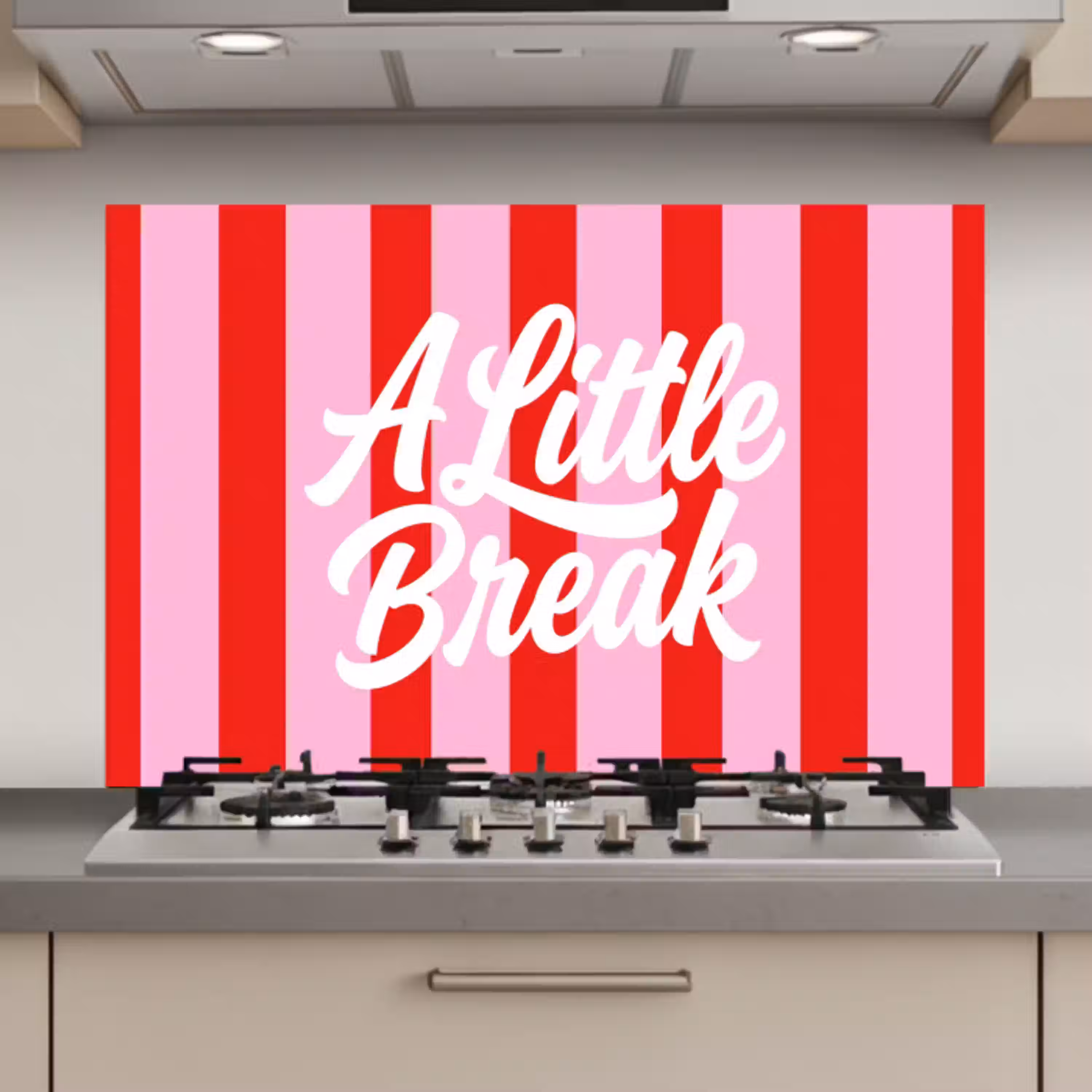 A Little Break - Strepen - Rood - Roze keuken achterwand spatscherm klein -3d_website