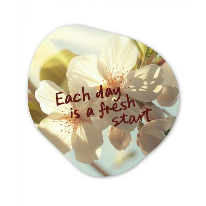 Bloesems - Zonlicht - Quote - Wit Wandcirkel Organisch Plexiglas middel -3d