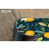 Bloemen - Bladeren - Citroenen - Blauw Placemat vinyl groot 368 -closeup