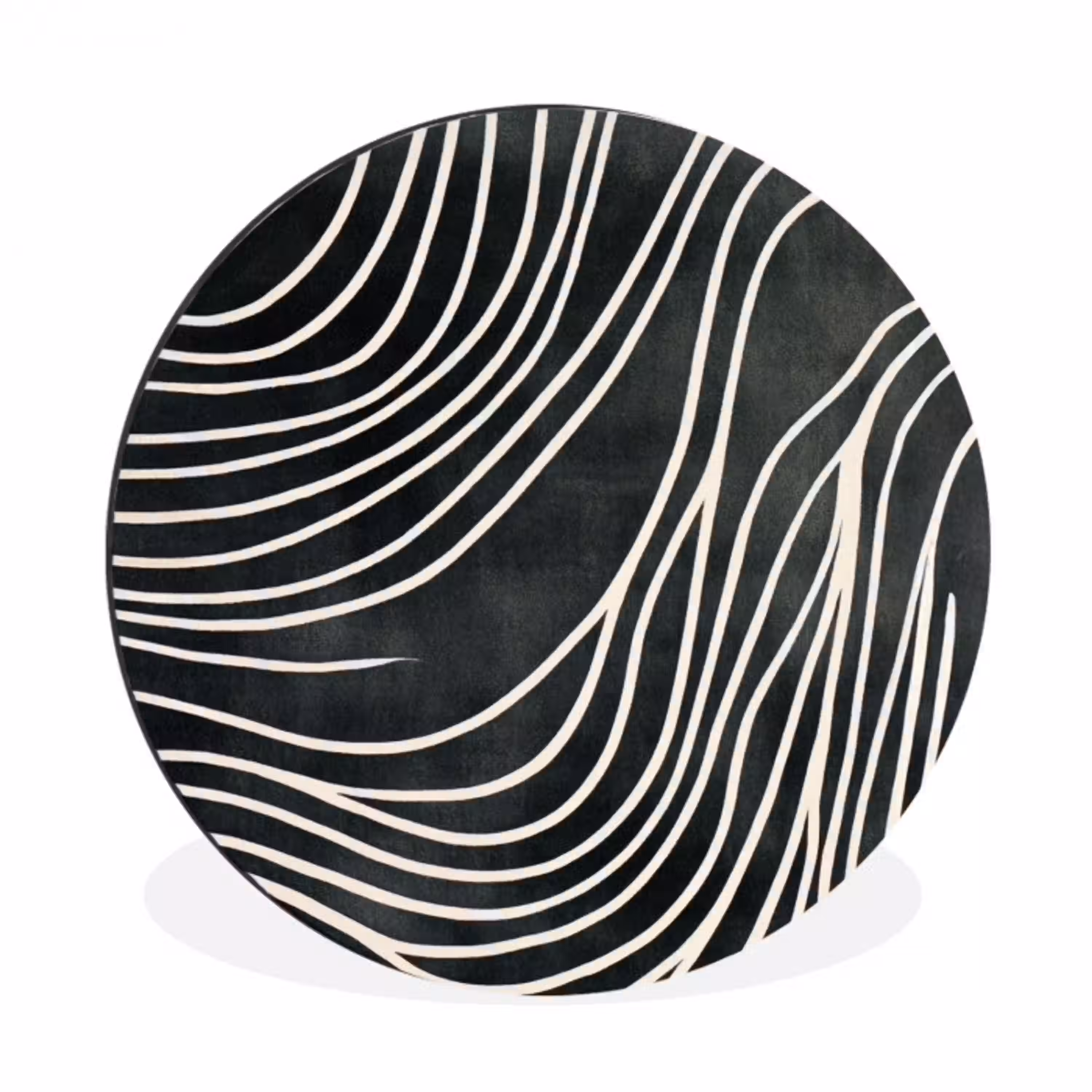 Lijnen - Patroon - Abstract - Wit Wandcirkel aluminium klein -3d
