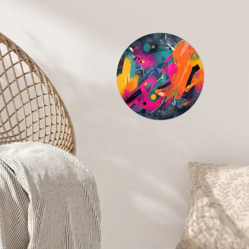 Abstract - Graffiti - Kleurrijk - Verfspatten Wandcirkel behangsticker klein -sfeer4