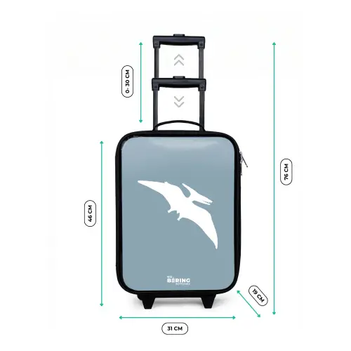 Blauw met Pteranodon dino Kinderkoffer - Zwart klein -productfoto_formaten