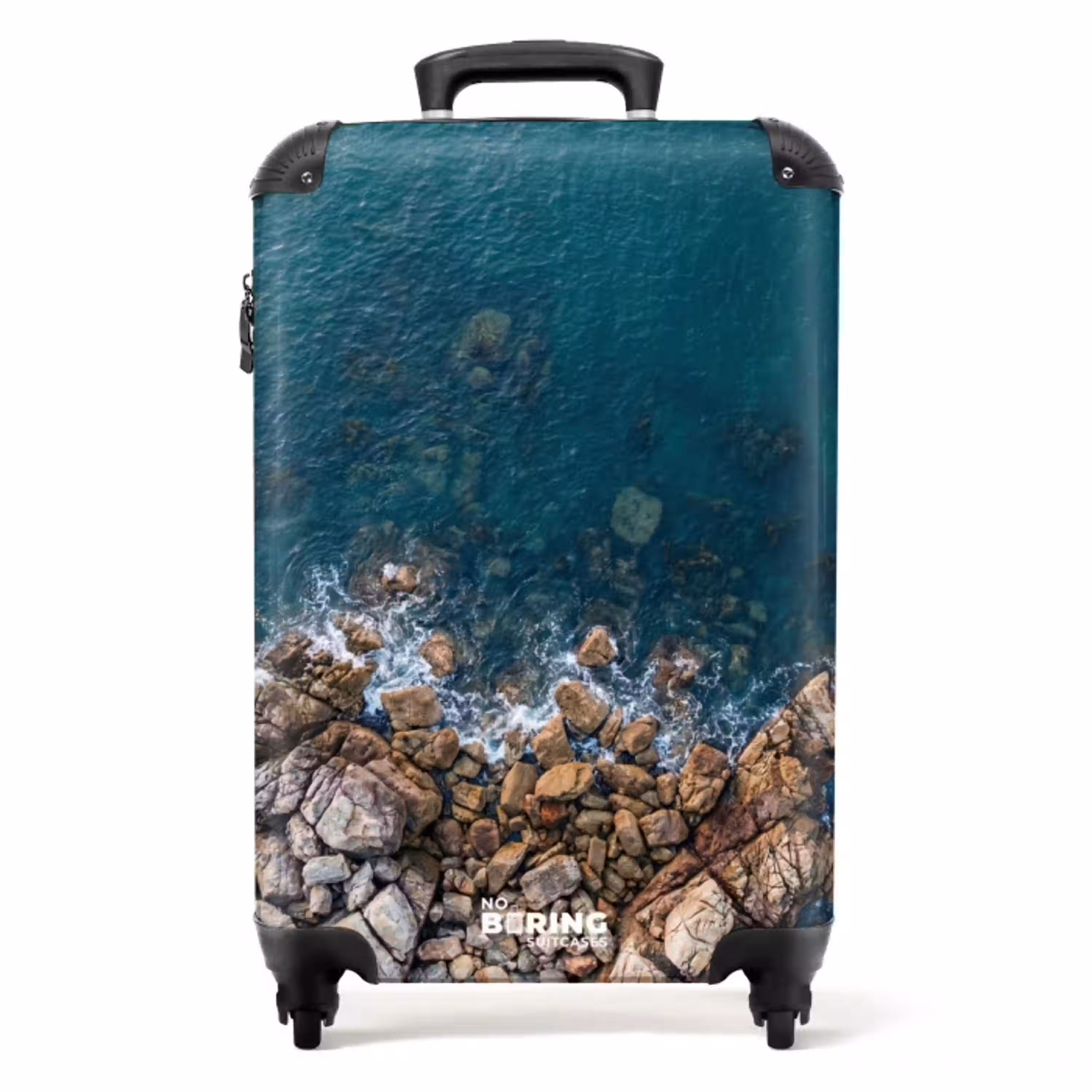 Zee - Kustlijn - Natuur - Abstract - Blauw NBS - Handbagage koffer - Volwassenen Unisex middel -productfoto_recht