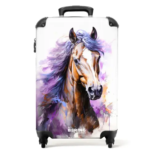 Aquarel paard met paarse manen NBS - Handbagage koffer - Unisex middel -productfoto_recht