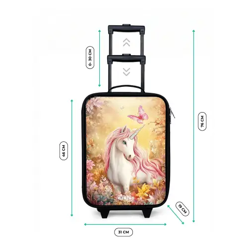 Eenhoorn - Vlinder - Roze - Manen Kinderkoffer - Zwart klein -productfoto_formaten