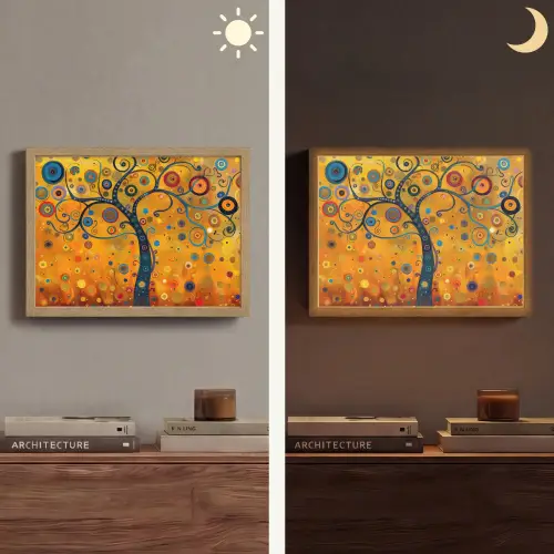 Abstract - Boom - Levensboom - Modern Light Box met batterij (Wandlamp) middel -sfeer3