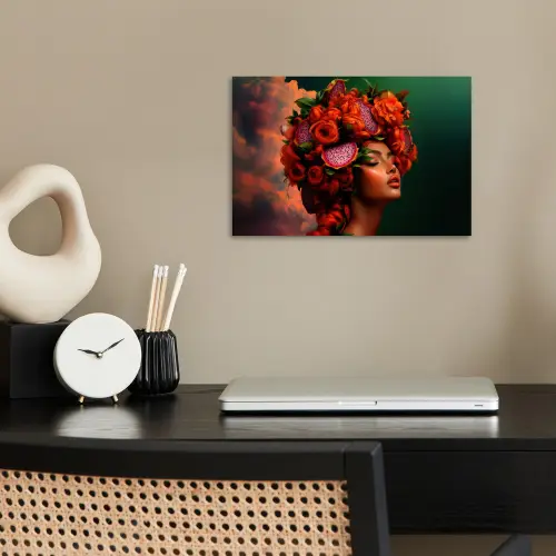 Vrouw - Drankenfruit - Rozen poster papier klein -sfeer1