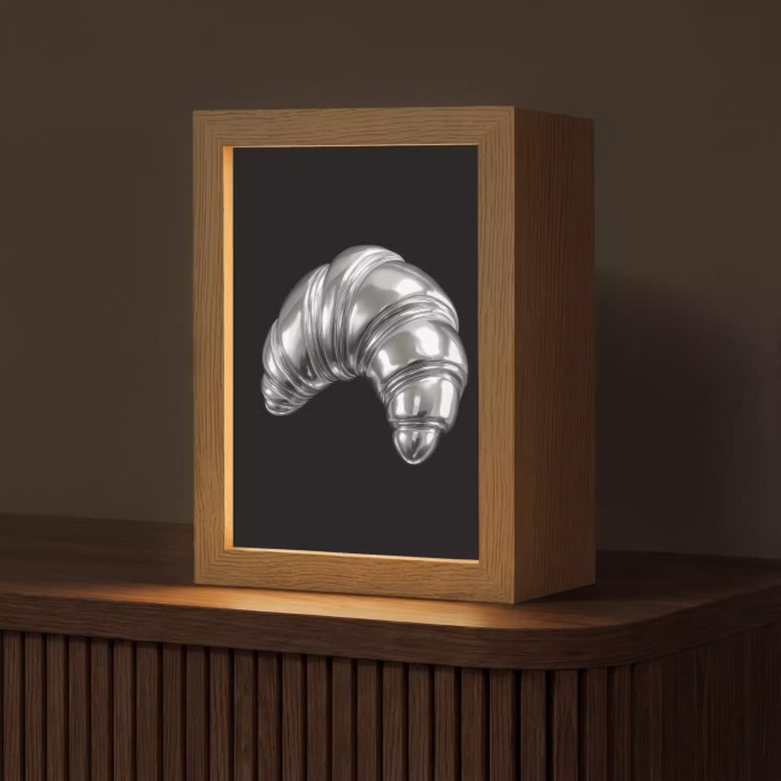 Croissant - Metaal - Zilver Light Box met kabel (Tafellamp) klein -z3d_website