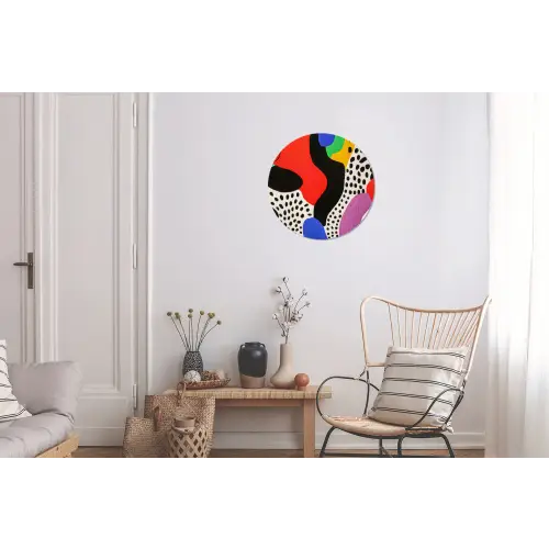 Abstract - Vormen - Kleuren - Stippen Wandcirkel aluminium klein -woonkamer
