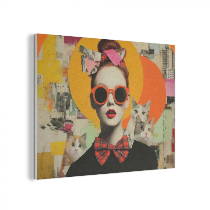 Vrouw - Bril - Strik - Retro PET vilt klein -3d