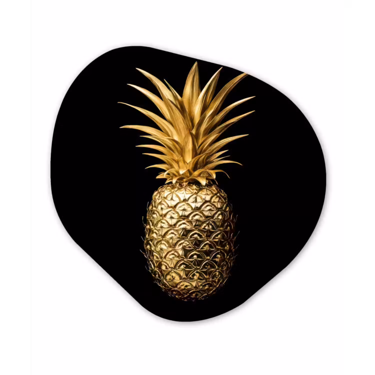 Organisch schilderij – Ananas - Zwart - Goud - Luxe