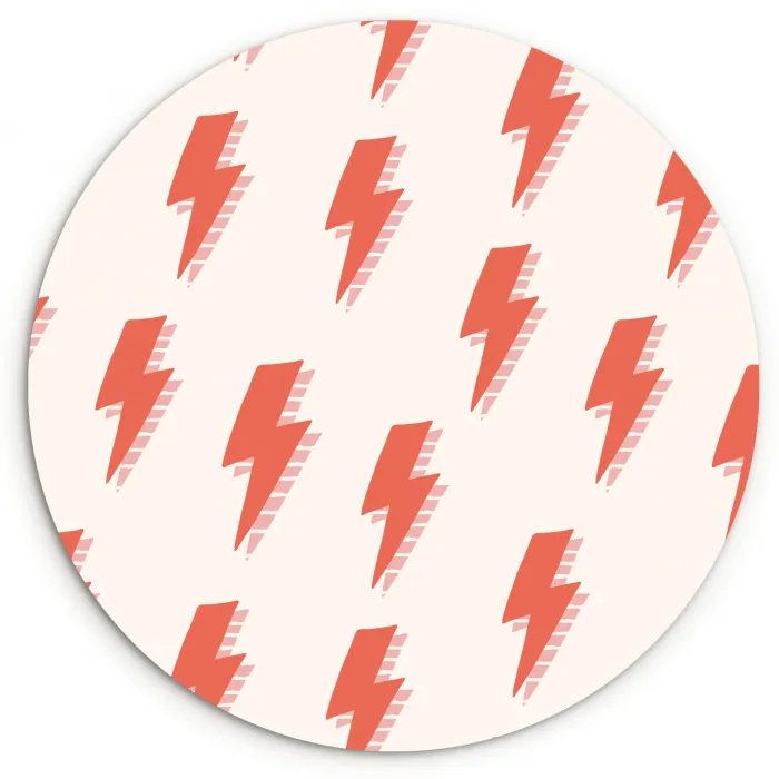 Rood - Bliksem - Roze Wandcirkel plexiglas klein 852 -3d