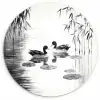 Eenden - Waterlelies - Riet - Zwart Wandcirkel kunststof plaat 5mm dik klein -3d