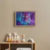 Tijger - Kleurrijk - Rook - Dieren Light Box met batterij (Wandlamp kind) middel -sfeer2_kind