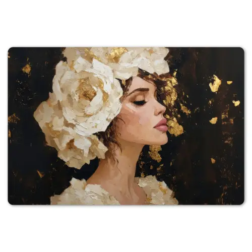 Abstract - Vrouw - Bloemen - Wit Placemat vinyl groot -zzsfeer1_Kitchenyeah-website