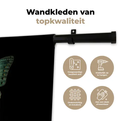 Vlinder - Groen - Diepte Wandkleed katoen klein -sfeer2