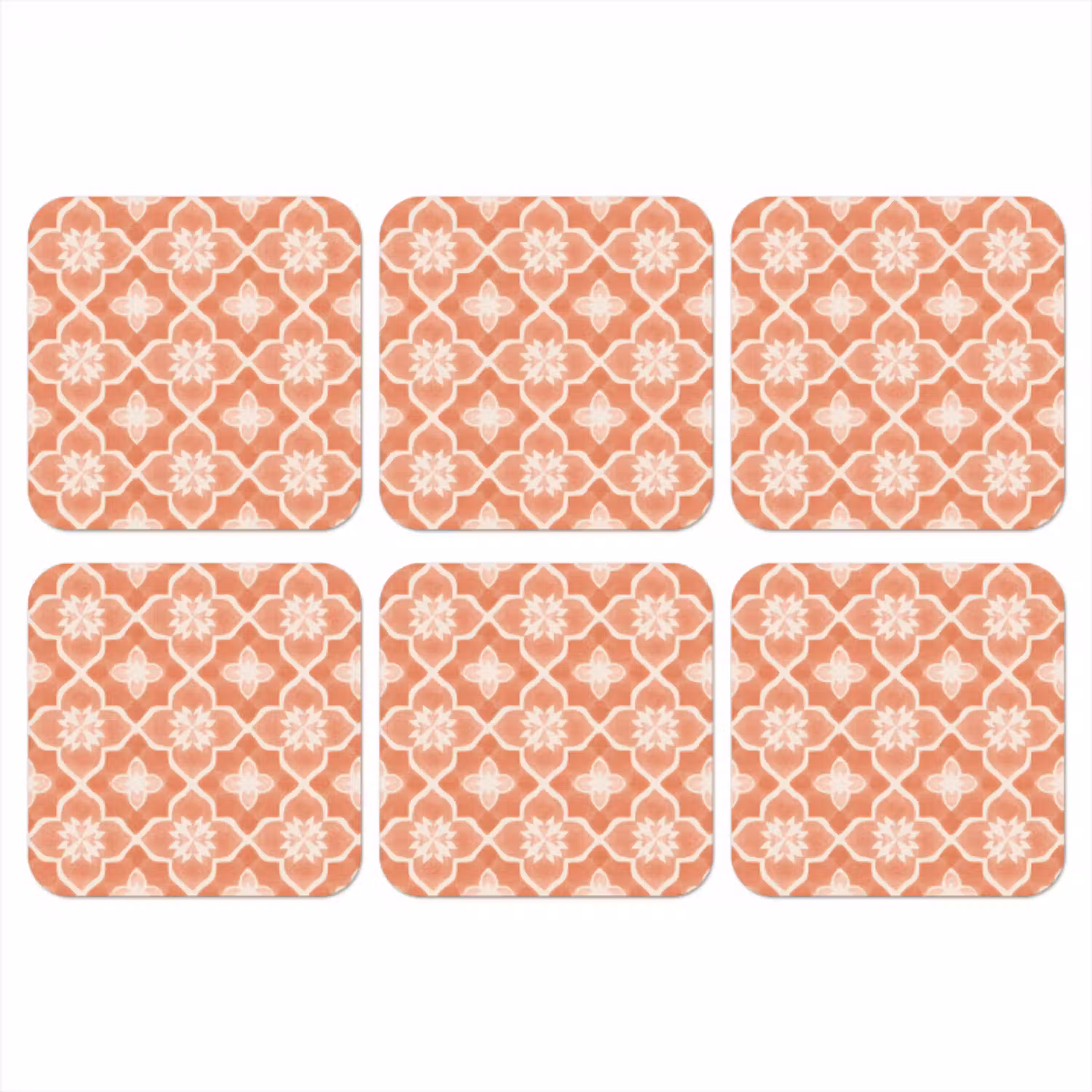 Tegelpatroon - Arabesk - Vintage - Terracotta onderzetter kurk middel 366 -3d