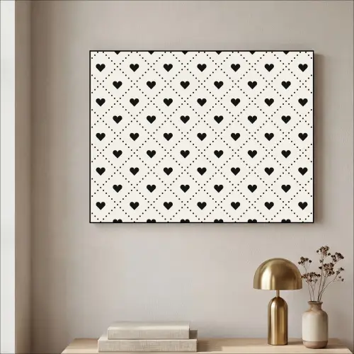 Hart - Vierhoek - Wit - Zwart Textielframe zwart klein 947 -sfeer2