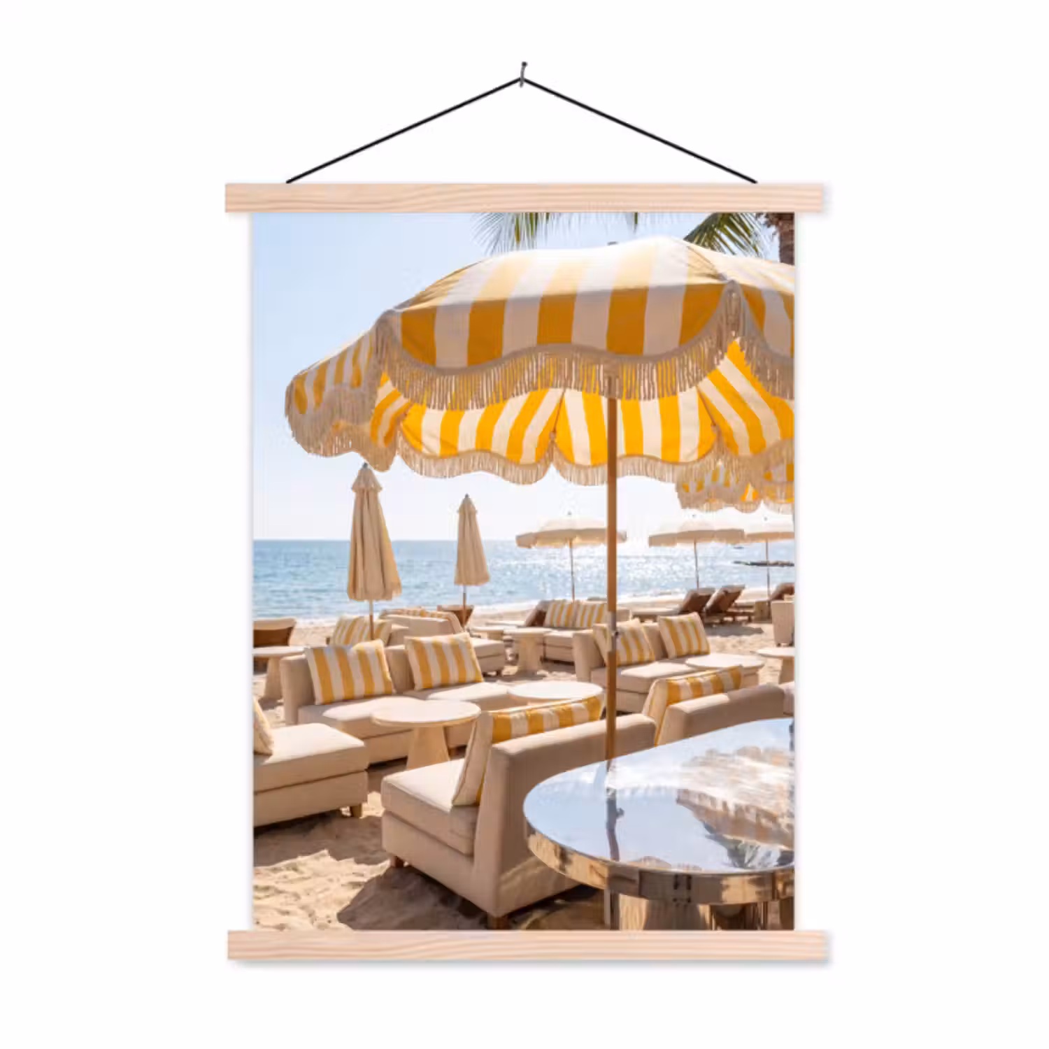 Hanging Poster - Beach - Sunbeds - Vacation - Modern - Yellow