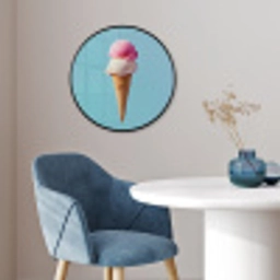 Bolletjes - Schepijs - Hoorntje - Blauw Fotolijst rond zonder passe partout klein -sfeer2