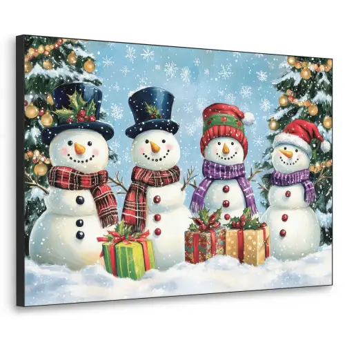 Vrolijk -  Sneeuw - Kleurrijk Textielframe - compleet frame klein -3d