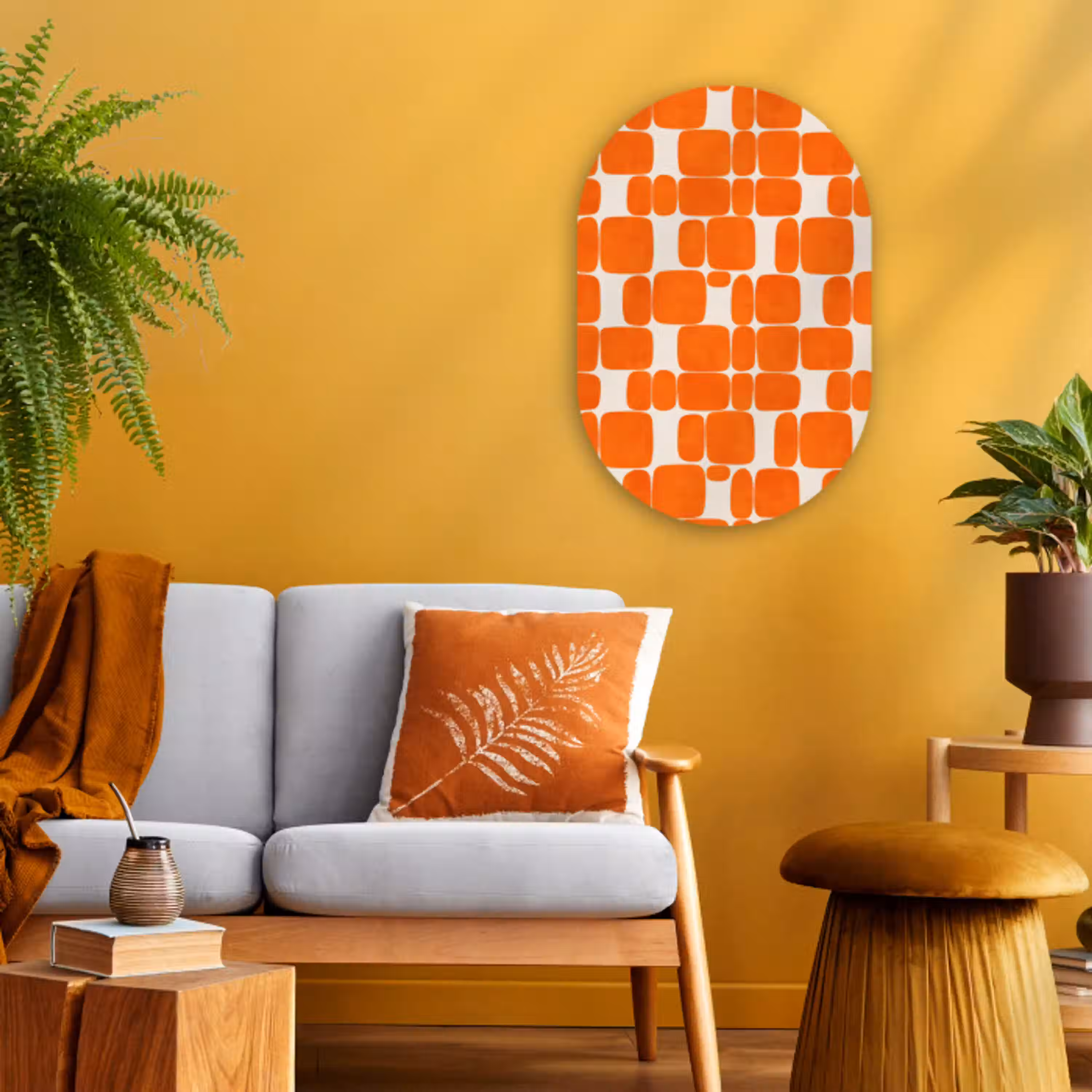 Patroon - Retro - Oranje Wandcirkel Ovaal Forex klein 630 -sfeer4