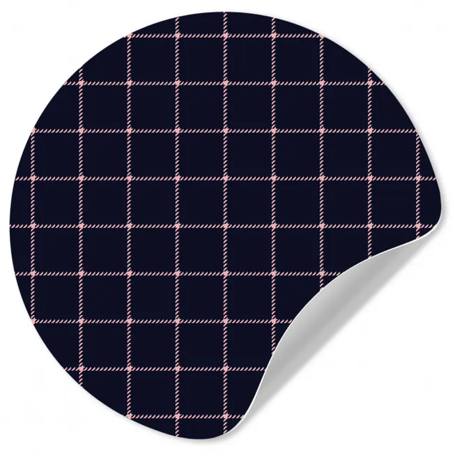 Plaid - Patroon - Blauw - Roze Wandcirkel behangsticker klein 186 -3d