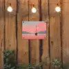 Zeilboot - Roze zee - Zonsondergang - Bergen tuinposter los doek klein -sfeer1