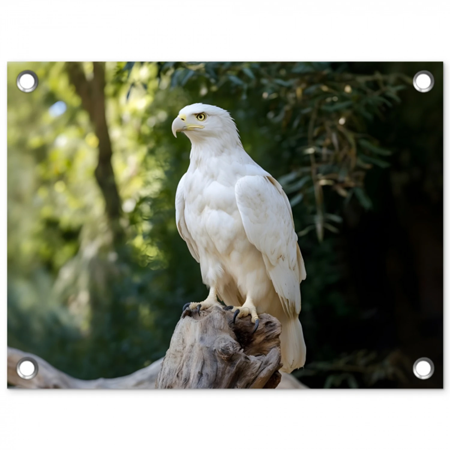 Arend - Hout - Wit - Planten tuinposter los doek klein -3d