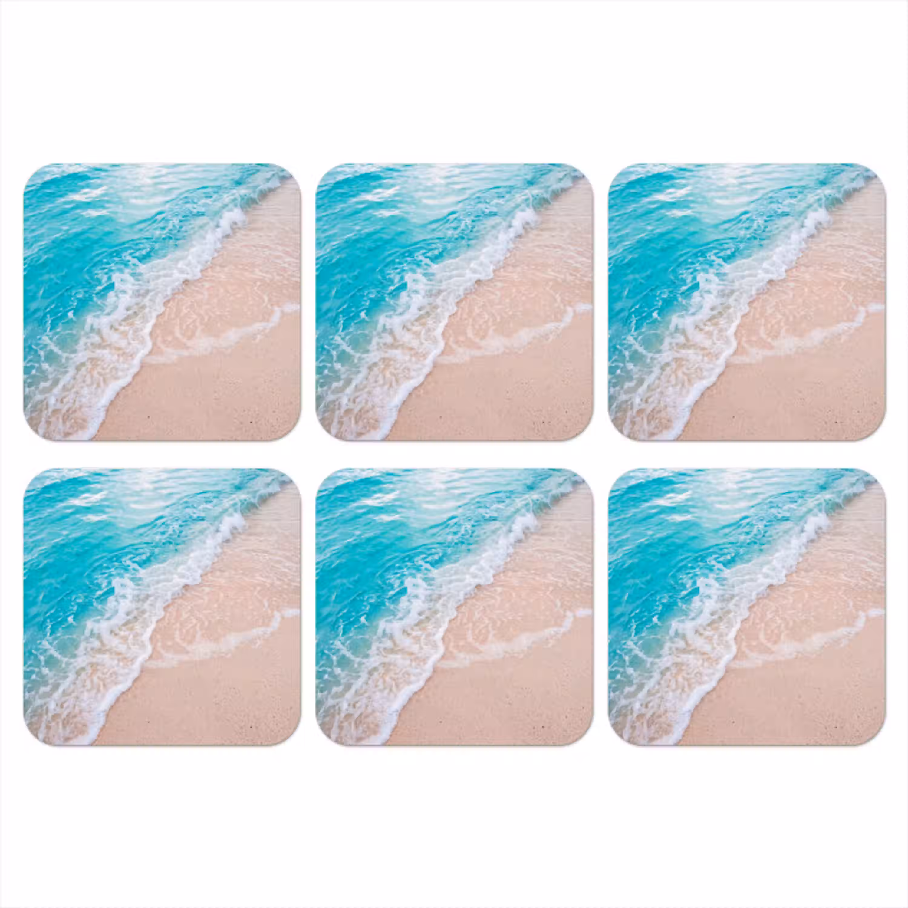 Strand - Zee - Golf - Natuur - Blauw onderzetter kurk middel -3d