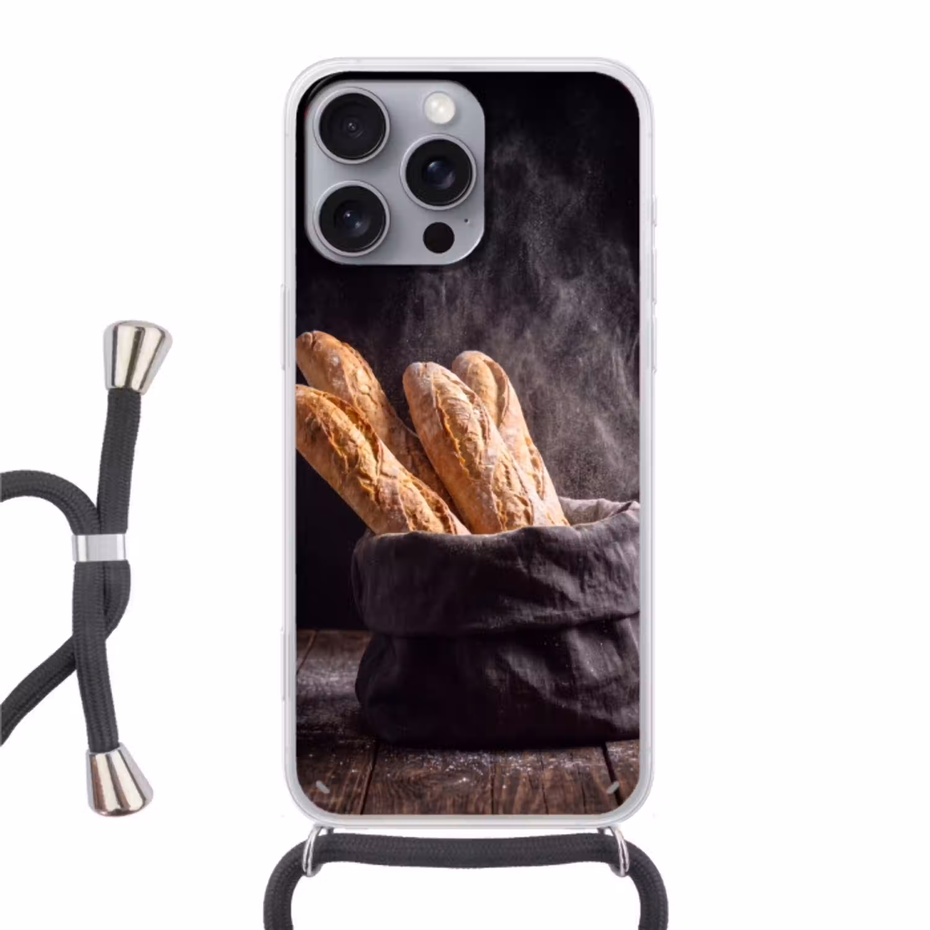 Brood - Zak - Eten Hoesje iPhone 16 Pro Max met koord klein -3d