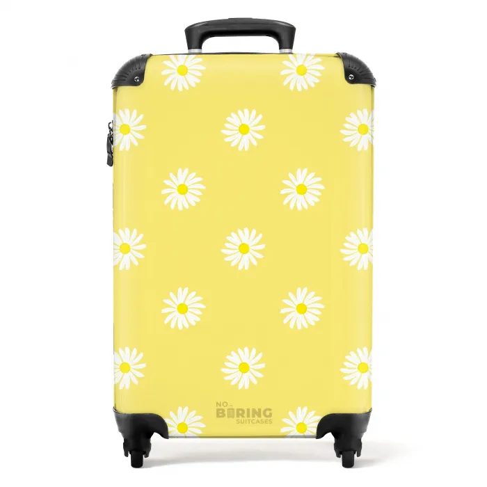 Pastel - Margieten op pastelgele achtergrond NBS - Handbagage koffer - Kinderen Unisex middel -productfoto_recht
