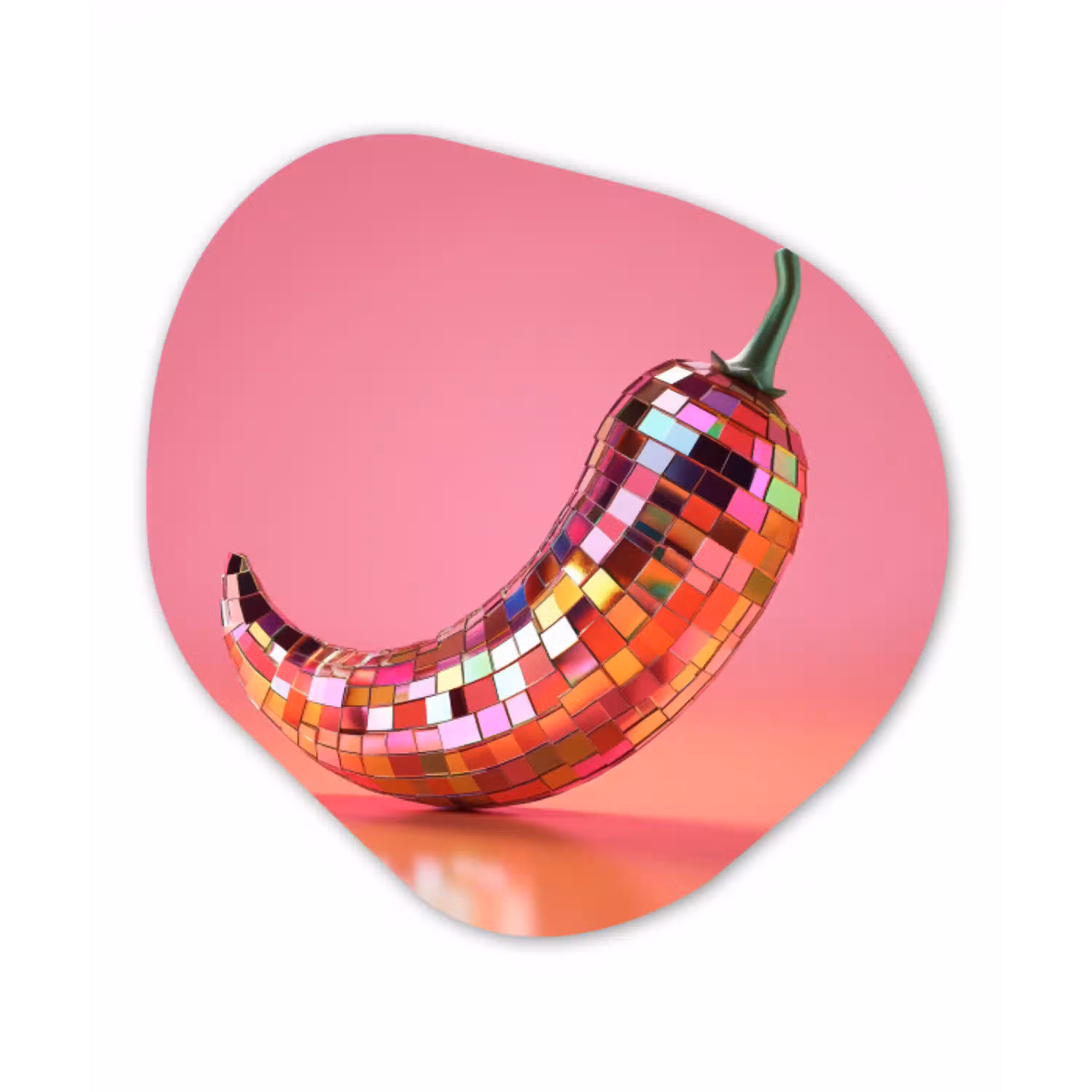 Peper - Disco - Rood - Glitter Wandcirkel Organisch Forex 3mm klein -3d