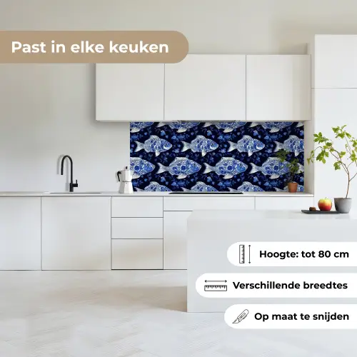 Vissen - Bloemen - Blauw keuken achterwand 2 middel 871 -sfeer4_NL