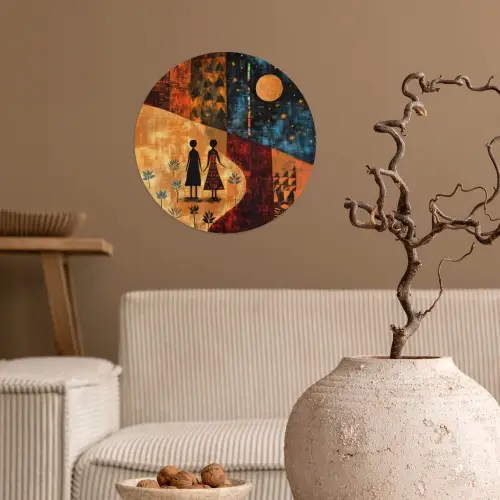 Silhouetten - Abstract - Zon - Maan Wandcirkel behangsticker klein -sfeer1