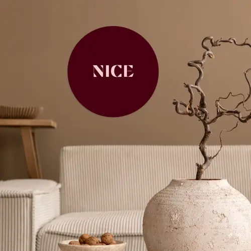 Nice - Bordeaux - Roze Wandcirkel behangsticker klein -sfeer1