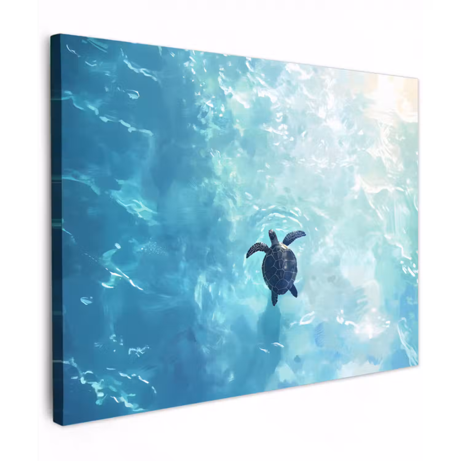Leinwandbild - Schildkröte - Meer - Blau - Glitzern