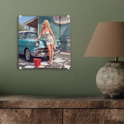 Auto - Vrouw - Groen plexiglas 5mm klein -sfeer3