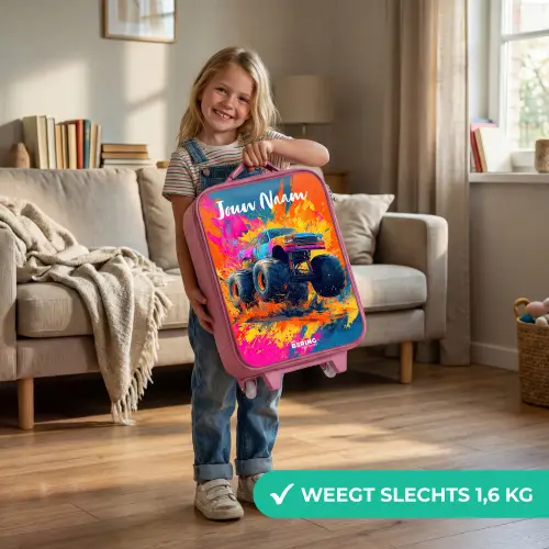 Monstertruck - Abstract - Verfspatten - Kleurrijk Kinderkoffer - Roze klein -sfeer2_NL
