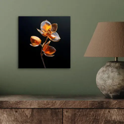 Bloem - Orchidee - Oranje aluminium wit klein -sfeer2