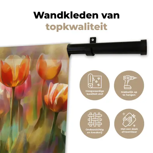Tulpen - Sprookjesachtig - Kleurrijk Wandkleed katoen klein -sfeer2