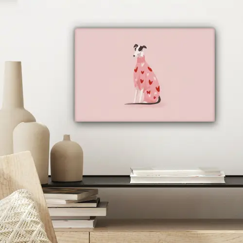 Hond - Hartjes - Roze canvas 2cm klein -sfeer6