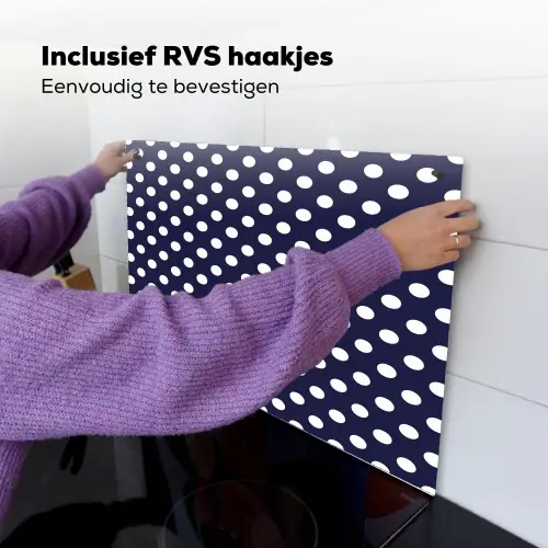 Oceaan - Stippen - Blauw - Wit Inductie beschemer met haakjes klein 777 -ky-ophangen-nl