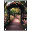 Doorkijk - Bloemen - Pad - Natuur - Kleurrijk tuinposter los doek klein -3d