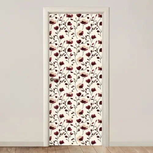 Bloemen - Botanisch - Bordeaux deurposter klein 289 -3d_beige