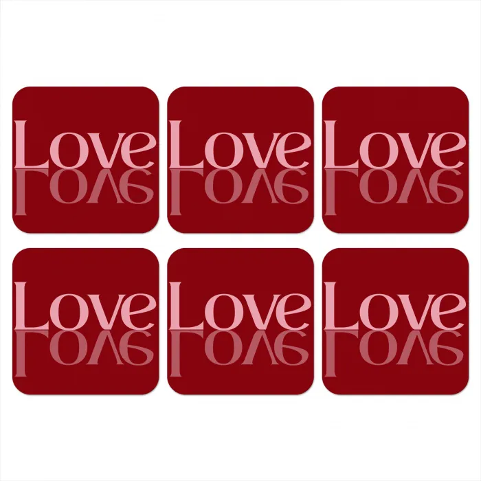 Love - Spiegeling - Rood onderzetter kurk middel -3d