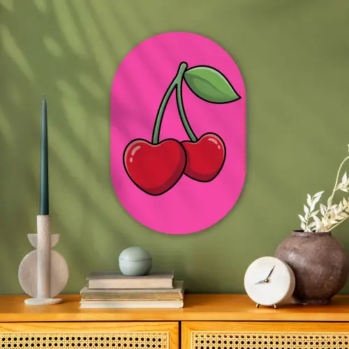 Kers - Roze - Fruit Wandcirkel Ovaal Forex klein -sfeer2