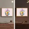 Trofee - Best Mom - Bloemen - Kleurrijk Light Box met batterij (Wandlamp) middel -sfeer3