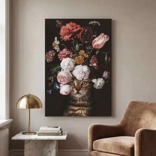 Stilleven met bloemen - Jan Davidsz de Heem - Kat Textielframe zilver middel -sfeer1