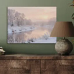 Rivier - Winter - Landschap - Sneeuw - Zonsopgang PET vilt klein -sfeer2
